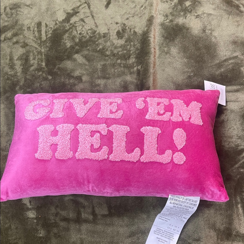 Pink Decorative Pillow with Bold Text